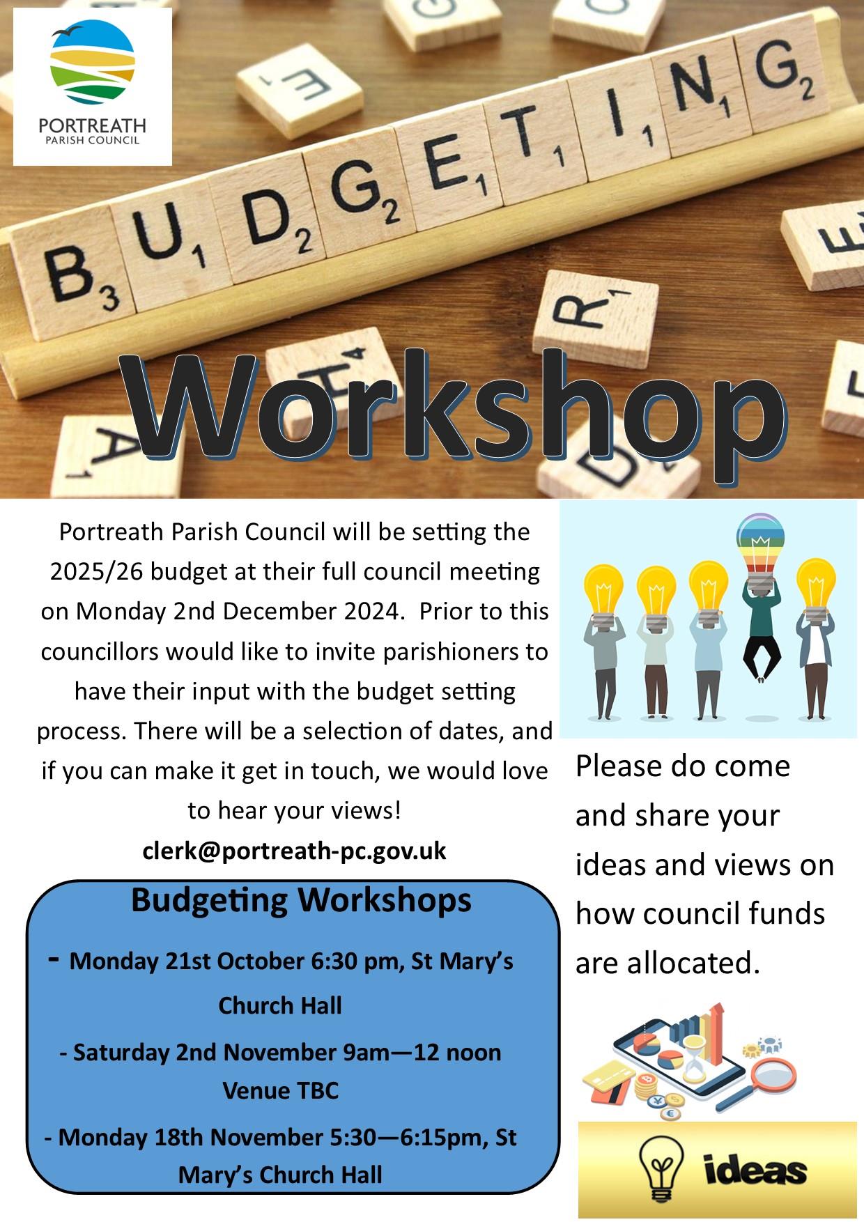 Budgeting Works Shop Advertising poster 
