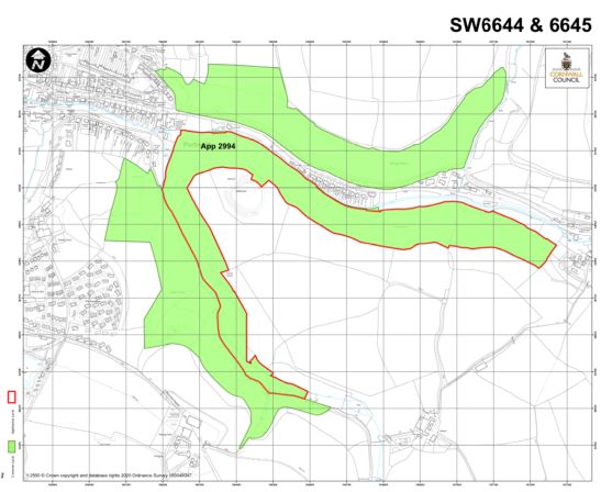 Map highlighting area of the application