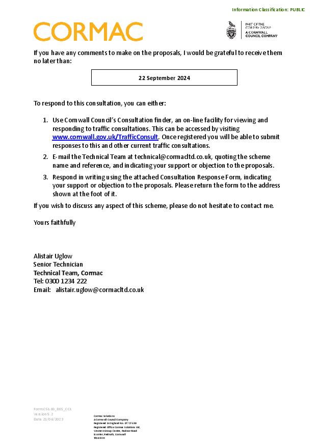 Proposed pedestrian crossing consultation letter page 2